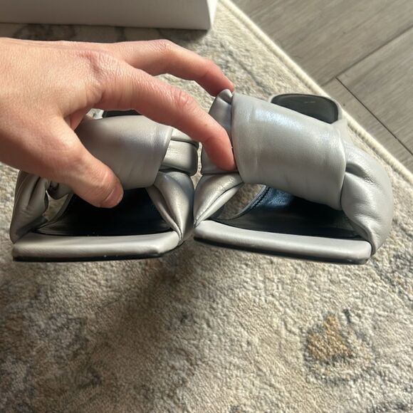 MARC FISHER Womens Gray Dellian Square Toe Slip On Leather Heeled Sandal - Picture 7 of 8